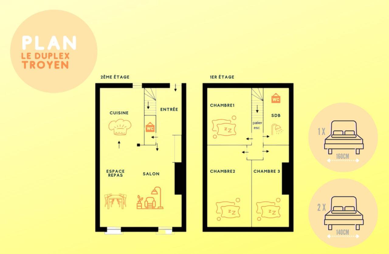 Le Duplex Pasteur - 5 Min Hypercentre - Ideal Groupe - Parking Gratuit Troyes Exteriör bild